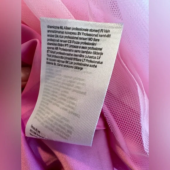 ML Monique Lhuillier Pleated Printed Tulle Midi Dress Women Size 8 - Picture 13 of 14